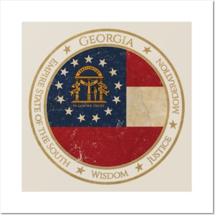 Vintage Georgia State USA United States of America American Flag Posters and Art